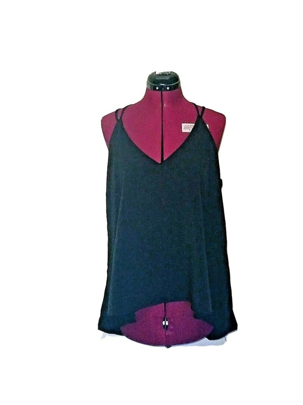 June & Hudson Women’s Black Flowy Tank Top Size Large Lined Metal T-Back